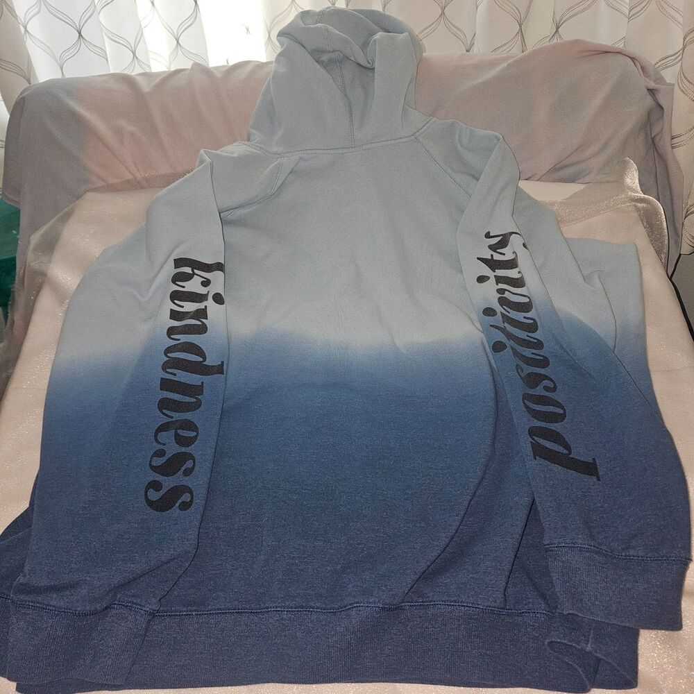 Torrid Love Kindness Ombre Zip Hoodie Size 5 Blue Dip Dye Plus Size Sweatshirt - Picture 4 of 6